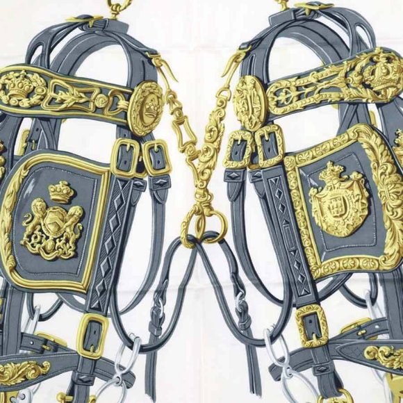 Auth HERMES Carre 90 BRIDES de GALA Scarf Light Blue/Multicolor Silk - Picture 4 of 10